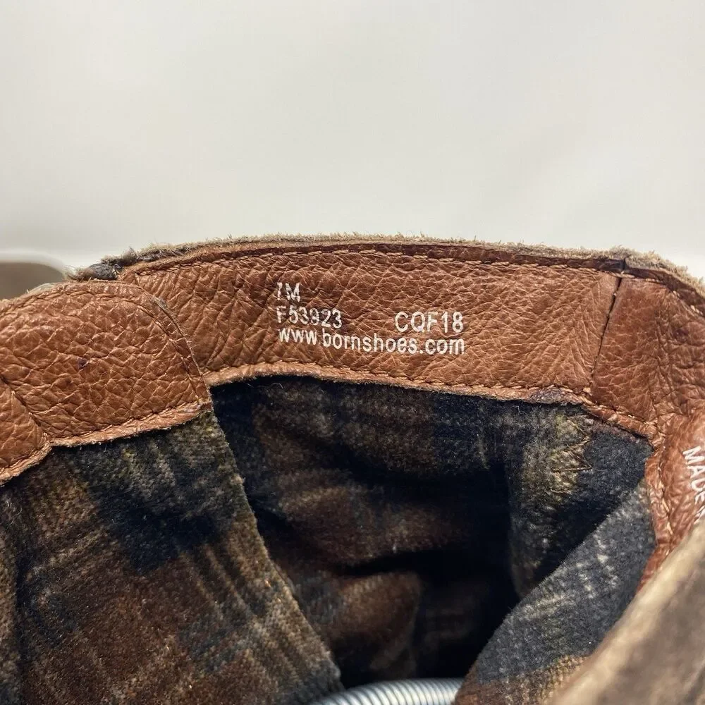 Born 7 Brown Ouvea Slouchy Zip Ankle Boots Distressed Suede Boho Western Braided